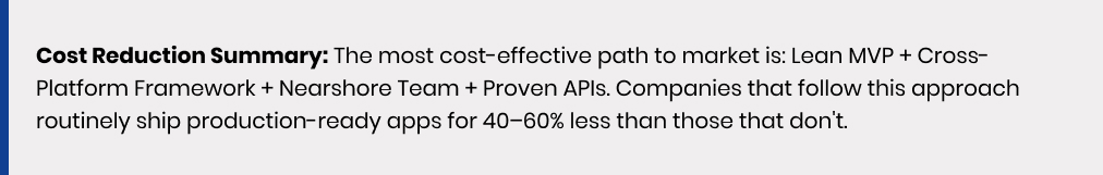 cost reduction summary