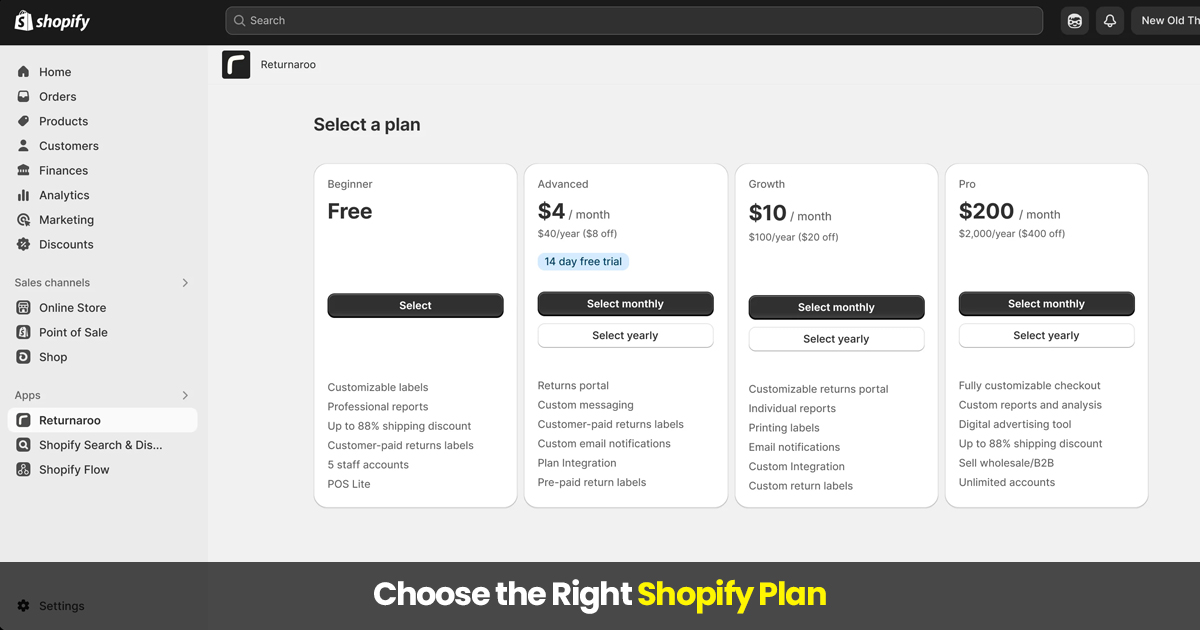 choose the right shopify plan