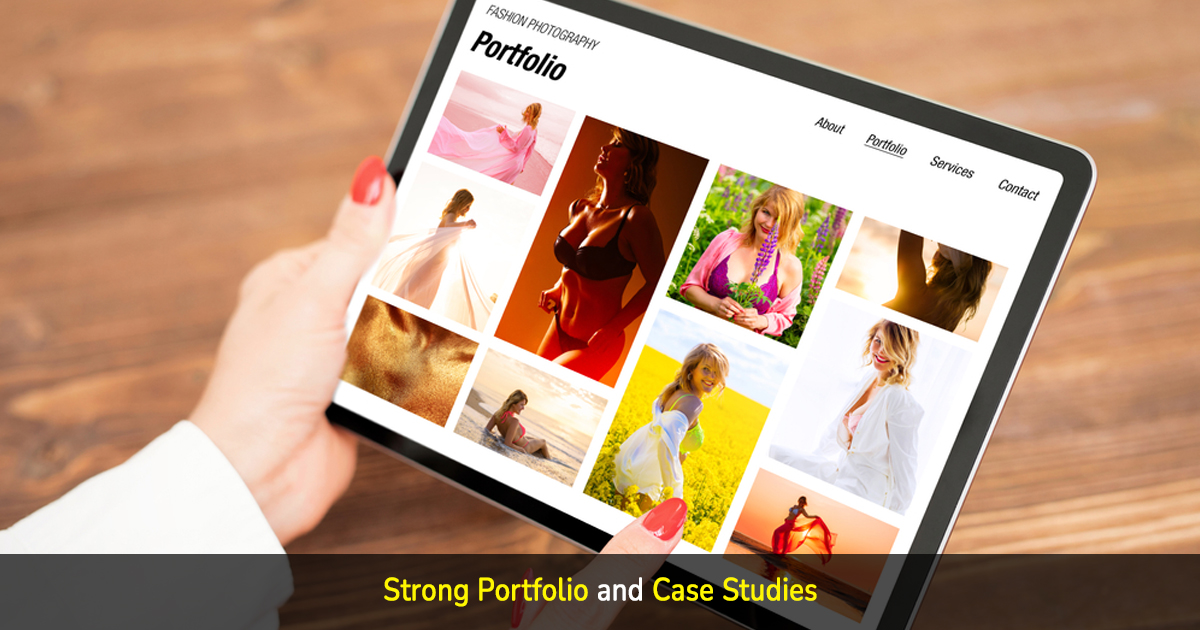 strong portfolio and case studies